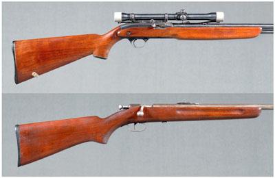 Appraisal: Two caliber rifles J C Higgins Mdl in barrel with