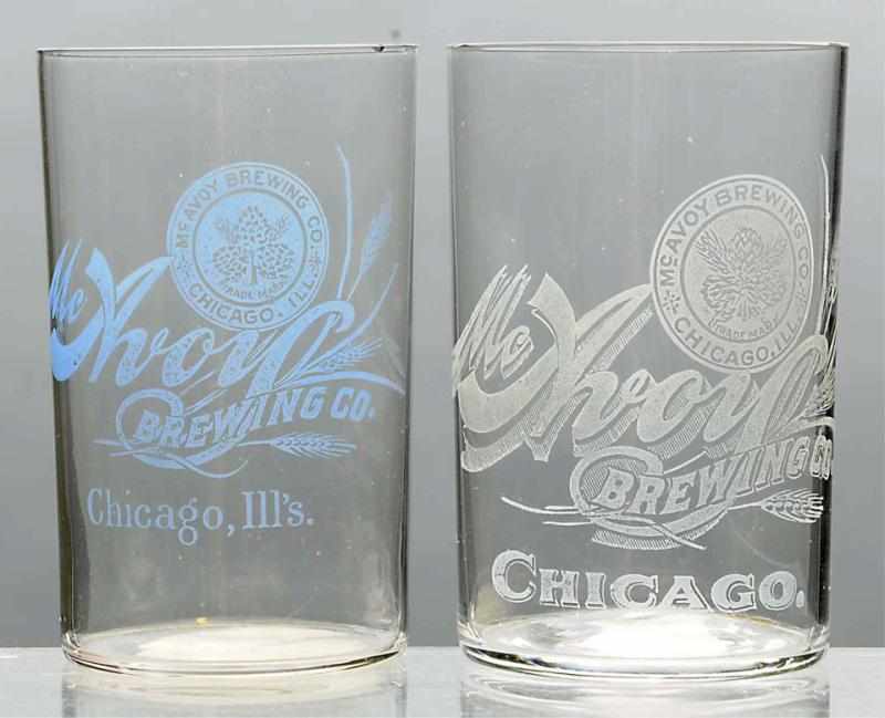 Appraisal: Lot of McAvoy Brewing Co Acid-Etched Glasses Both with bright