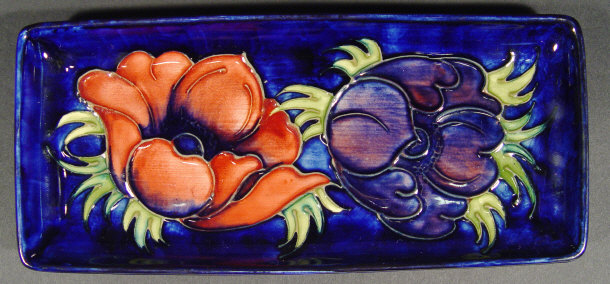 Appraisal: Rectangular Moorcroft tray hand painted and tubelined with anenomes onto