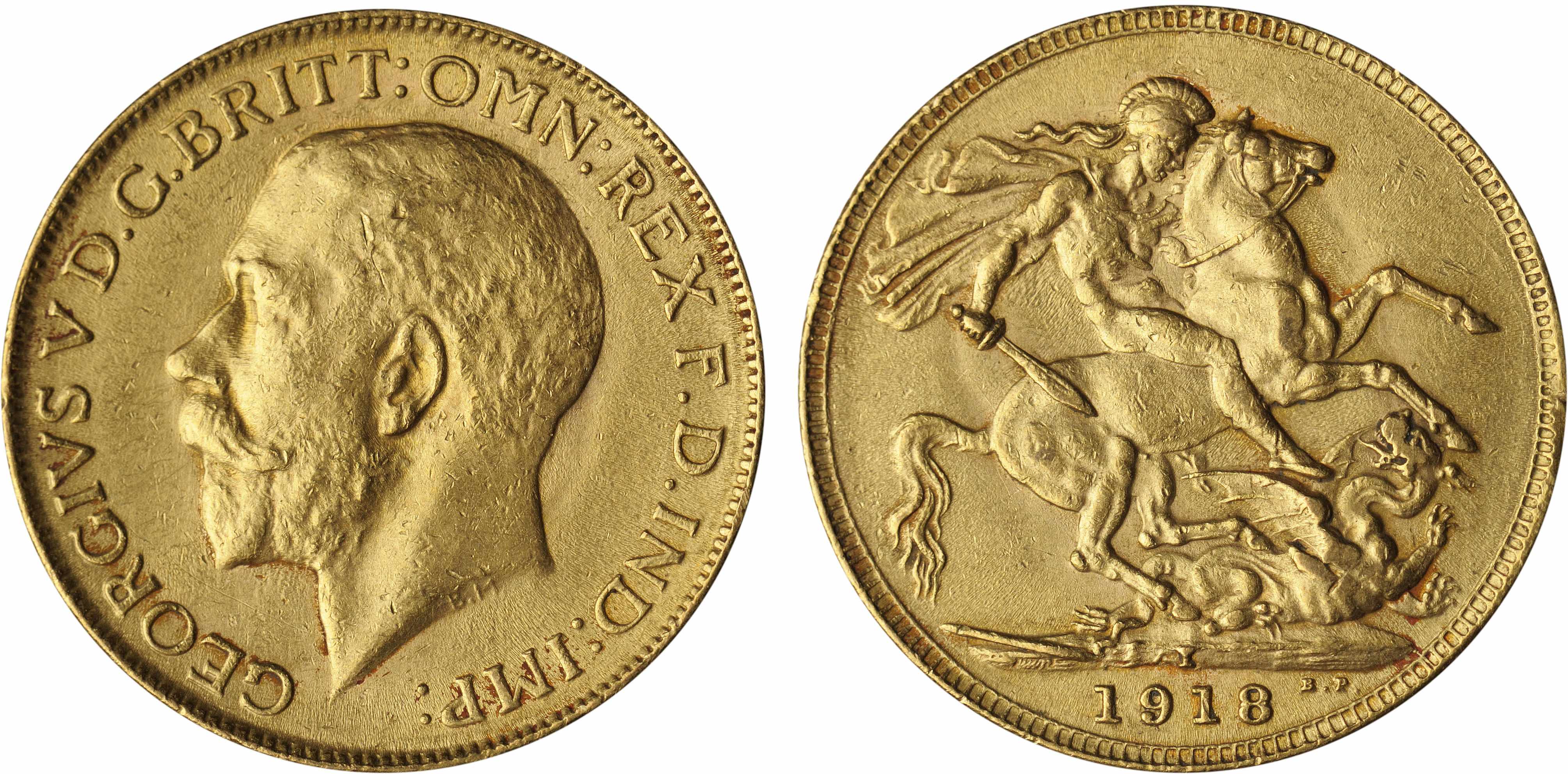 Appraisal: India George V Sovereign -I KM- A Pleasing green-gold color