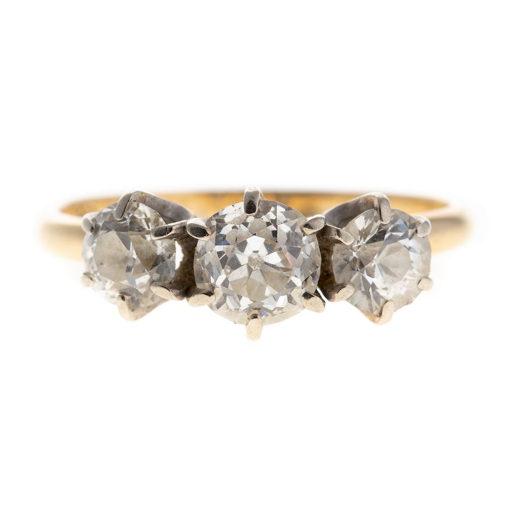 Appraisal: A Three Stone Old European Diamond Ring n K K