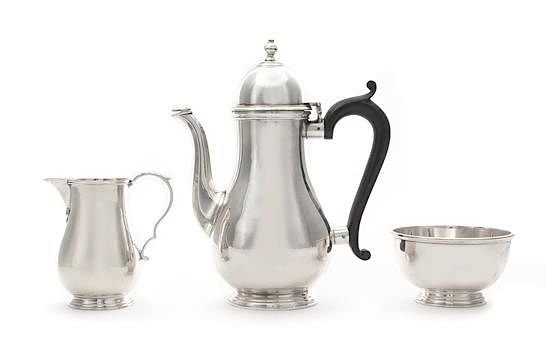 Appraisal: An English Silver Three-Piece Bachelor's Coffee Service Ellis Jacob Greenberg