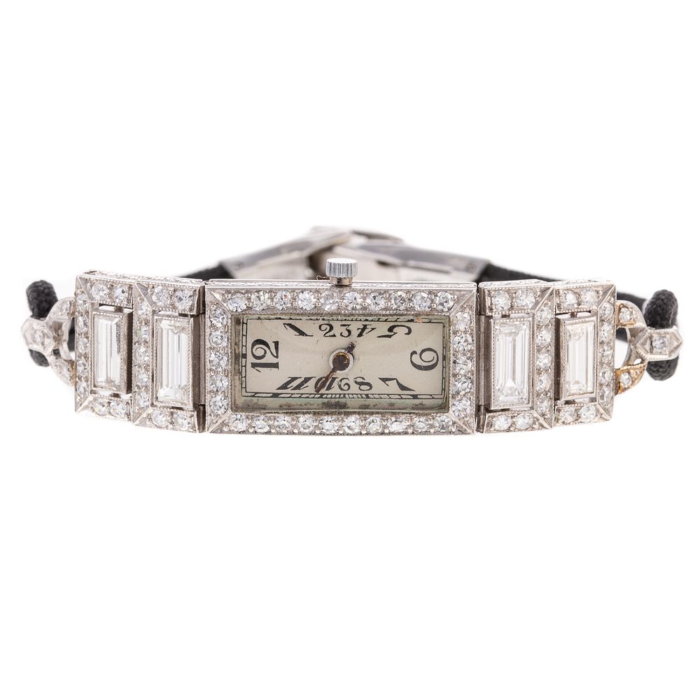 Appraisal: A Ladies' Art Deco Diamond Wrist Watch in K c