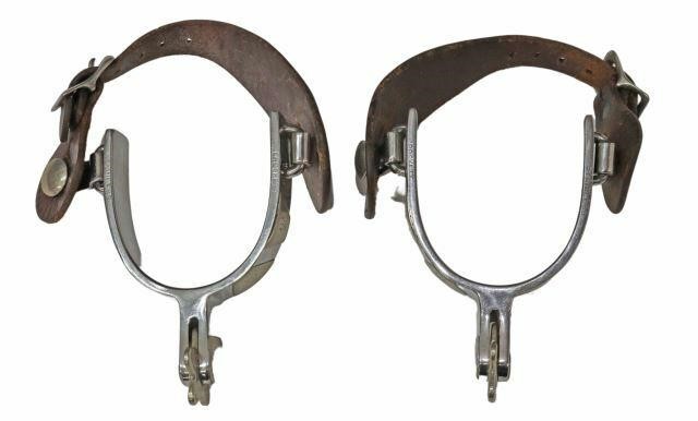 Appraisal: pair Crockett stainless steel cowboy spurs five-point star rowels nickel