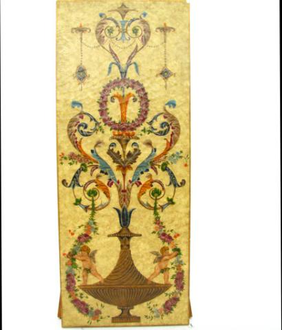 Appraisal: Floral and urn motif decorative wall hanging x printed depicting