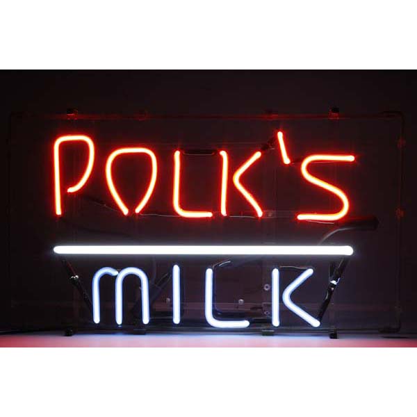 Appraisal: Vintage Polk's Milk Advertising Red White Blue color Neon Store