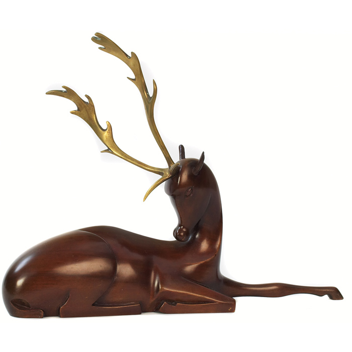 Appraisal: Hagenauer sculpture Austria wood and brass form of a deer