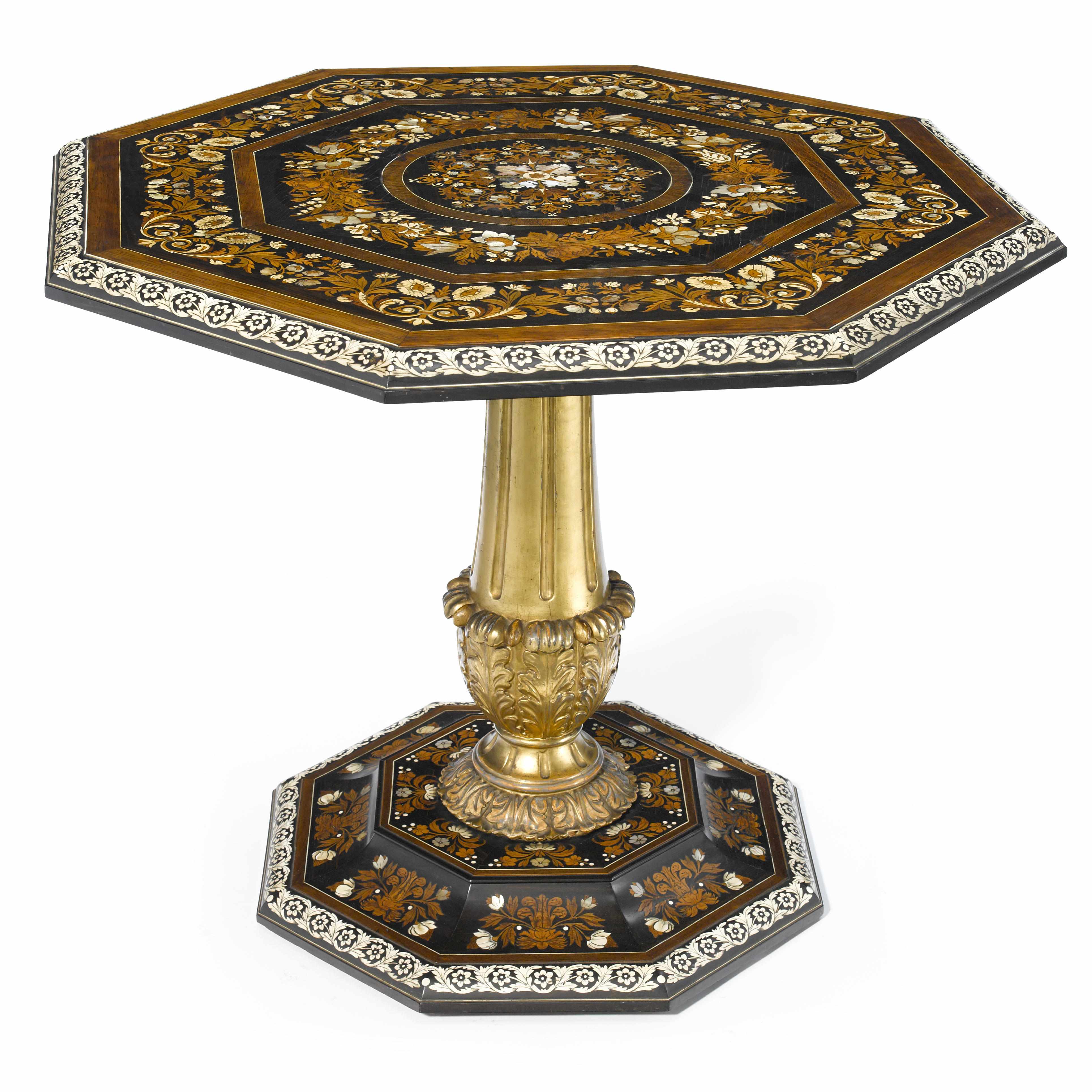 Appraisal: A good quality Italian parcel gilt bone inlaid and marquetry