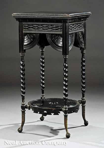 Appraisal: An American Aesthetic Ebonized Side Table late th c square