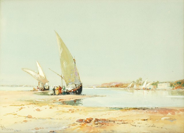 Appraisal: William Knox British - The Nile River watercolour and goauche