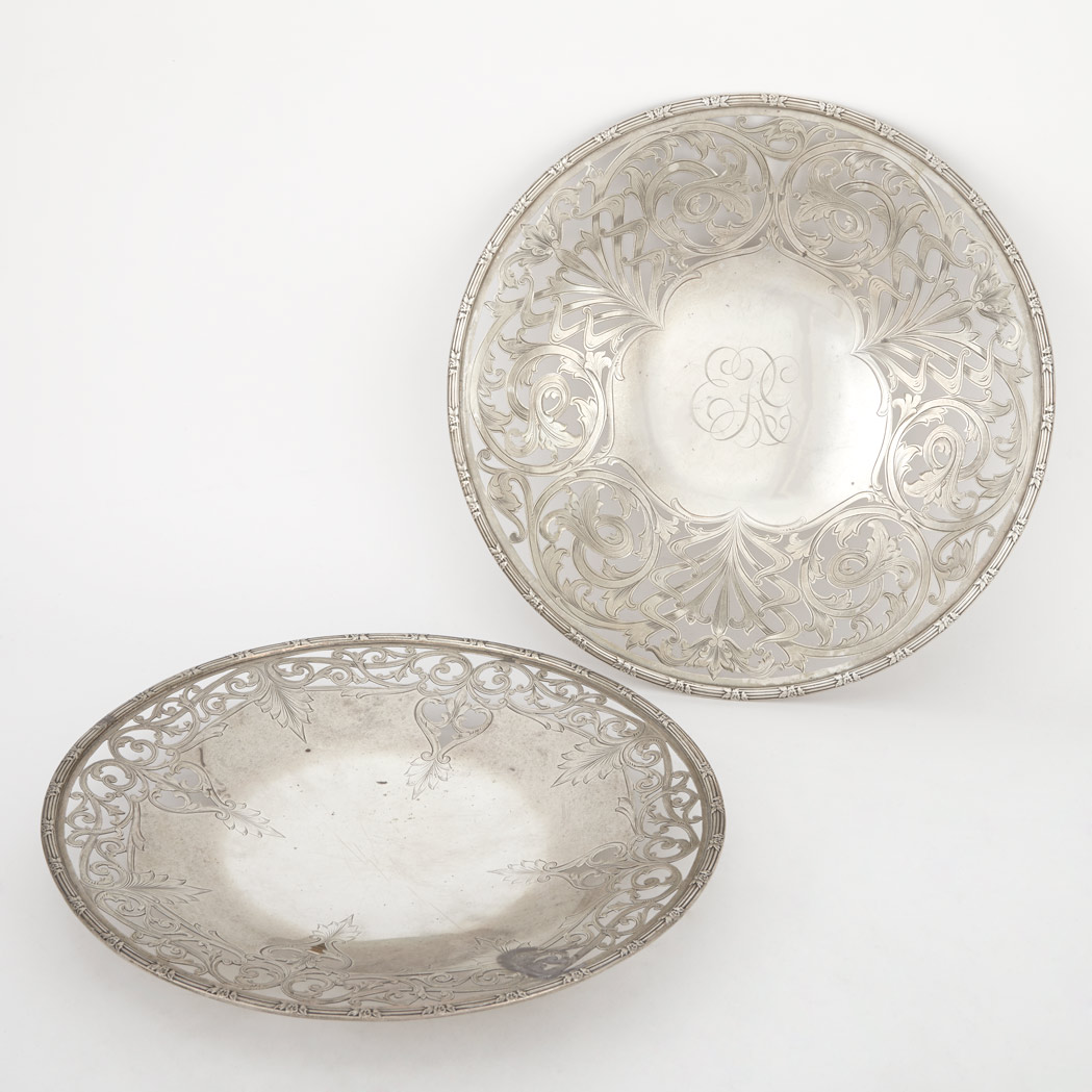 Appraisal: Two Sweetser Co Sterling Silver Serving Trays Circa - Each