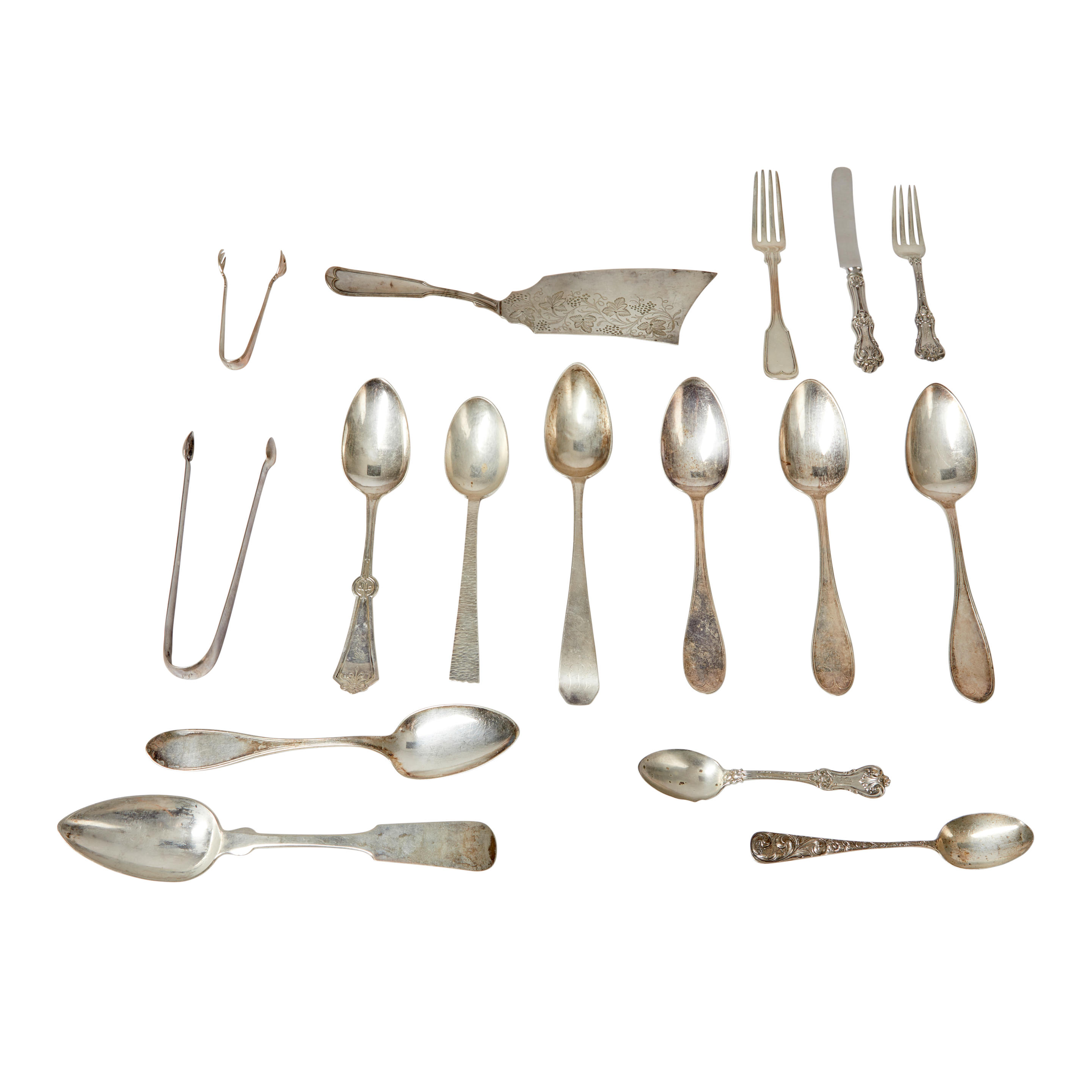 Appraisal: Group of Sterling Silver Coin Silver and Silver-plated Flatware including