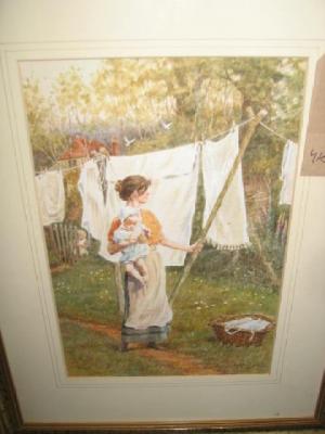 Appraisal: JOHN CECIL LUND Washday signed x gilt frame