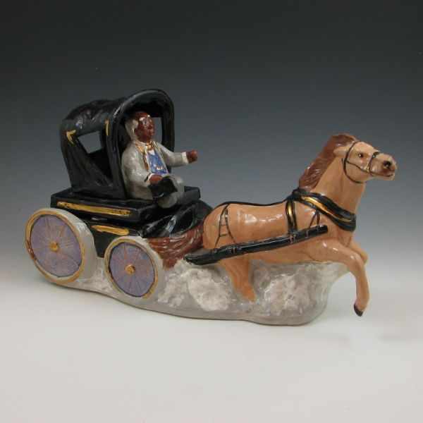 Appraisal: Rick Wisecarver horse and carriage cookie jar Signed Rick Wisecarver