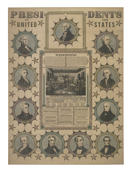 Appraisal: PRESIDENTS Presidents of the United States Hand-colored engraving x inches