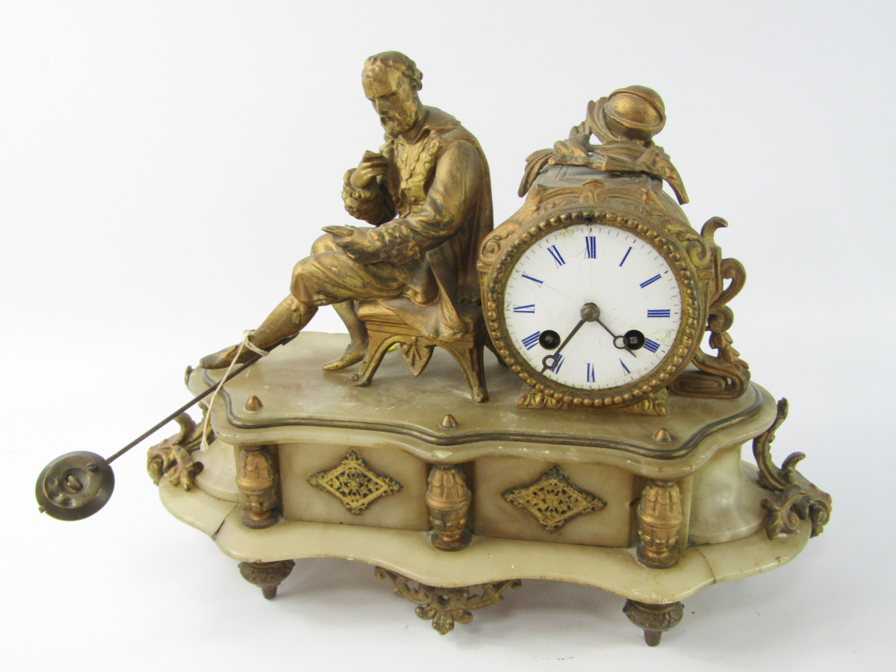 Appraisal: A French late thC alabaster and brass mounted clock barrel