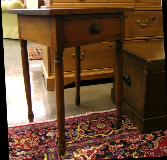 Appraisal: Antique th century mixed-wood one-drawer stand table