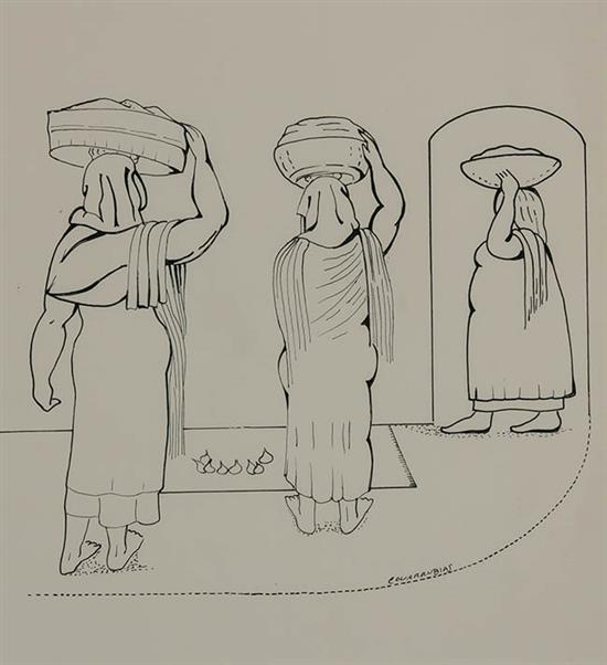 Appraisal: Miguel Covarrubias Mexican - Women at Market Signed Covarrubias l