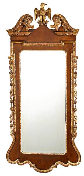 Appraisal: A George II style parcel gilt walnut mirror th century