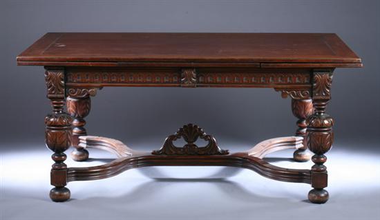 Appraisal: RENAISSANCE REVIVAL MAHOGANY DRAW-LEAF DINING TABLE early th century Rectangular