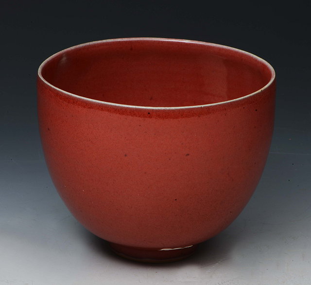 Appraisal: Rupert Spira British b Bowl porcelain copper red glazeimpressed potter's