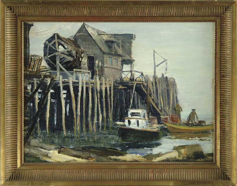 Appraisal: ANDREW WINTER American - MAINE WHARF PORT CLYDE MAINE Oil