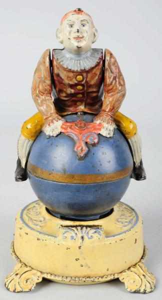 Appraisal: Cast Iron Clown on Globe Mechanical Bank Manufactured by J