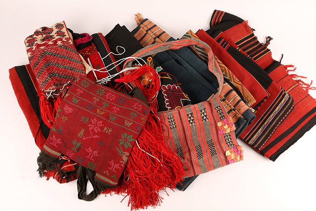 Appraisal: A COLLECTION OF LAOS TRIBAL TEXTILES TO INCLUDE loin cloths