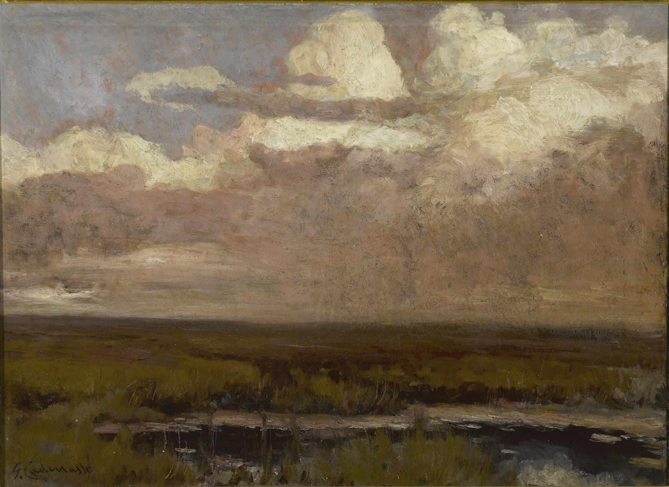 Appraisal: Giuseppe Cadenasso Italian American - Storm over a marsh signed