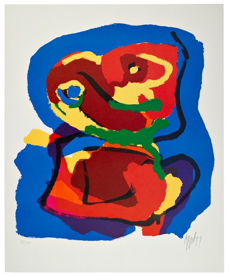 Appraisal: KAREL APPEL Three color lithographs Composition Signed and numbered in