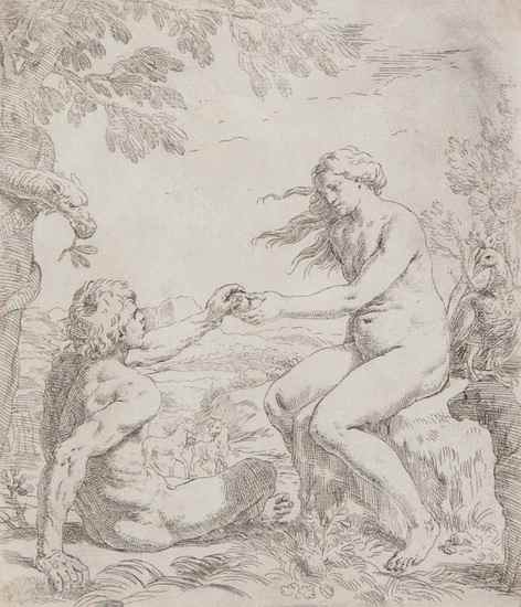 Appraisal: Simone Cantarini Adam and Eve etching c - Bartsch XIX