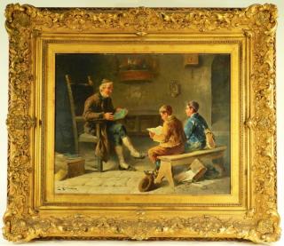 Appraisal: European O B Interior Genre Scene Painting GERMANY TH CENTURY