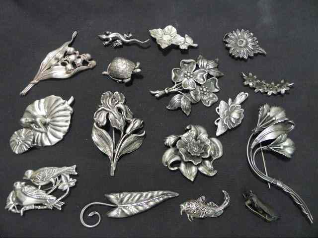 Appraisal: Lot of assorted ladies's pins Includes pieces Sterling silver one