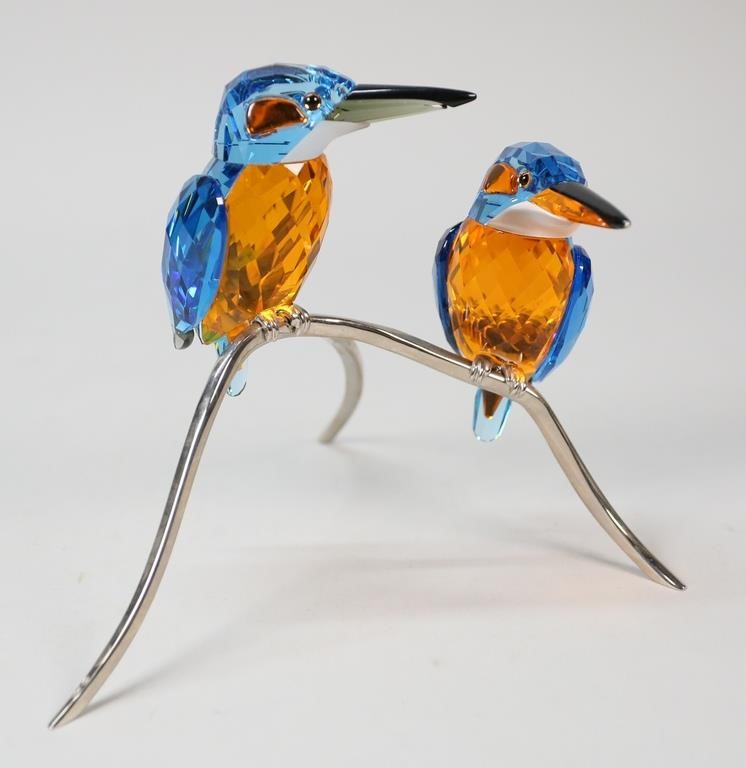 Appraisal: Swarovski Austria - Crystal bird group Kingfishers Blue Turquoise On