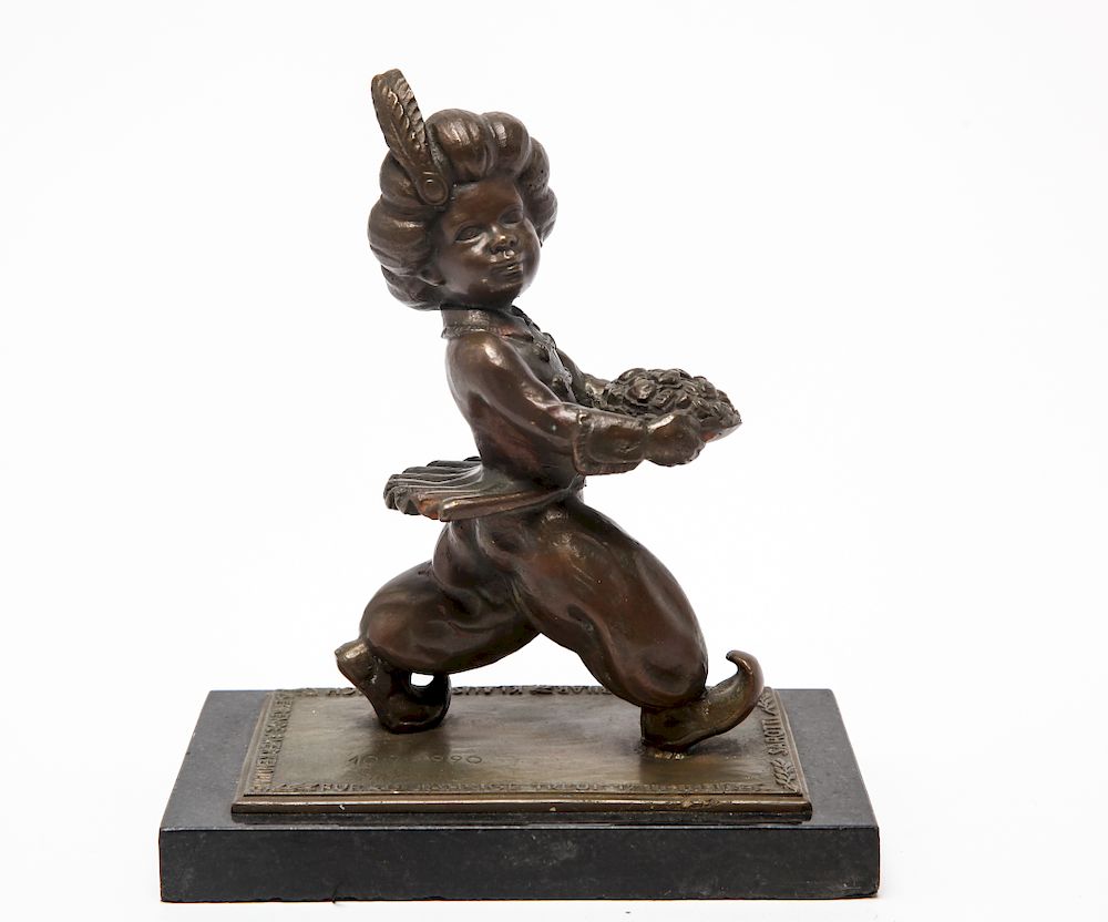 Appraisal: Klaus Fredrich Sarotti Boy Chocolatier Bronze Klaus Fredrich Sarotti Boy