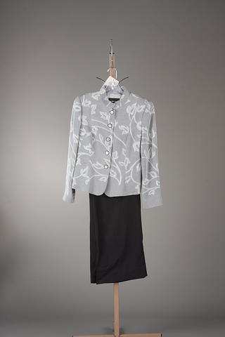 Appraisal: Giorgio Armani gray black floral pattern linen silk blend jacket