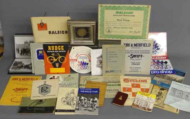 Appraisal: Collection of English bicycle ephemera from The Bicycle Exchange Includes