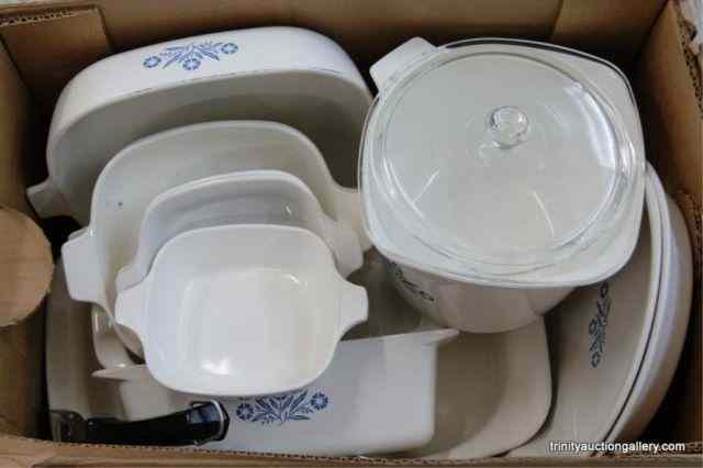 Appraisal: Box of Corning Ware Blue Cornflower Serving DishesFrom the estate