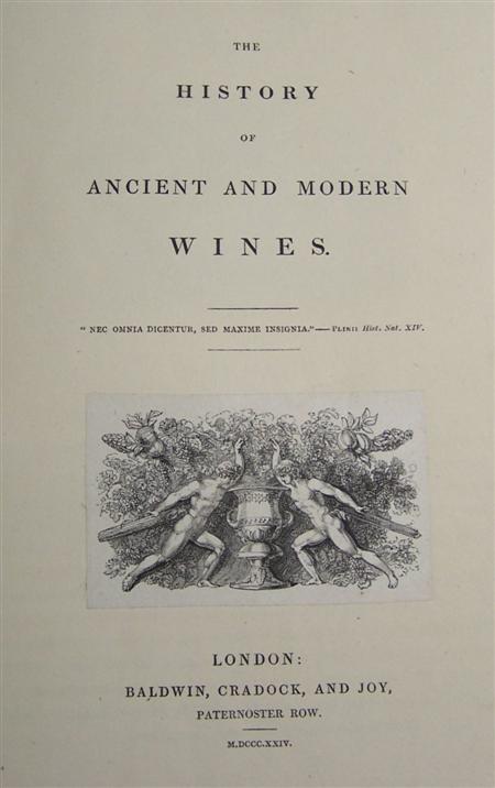 Appraisal: Henderson A The history of ancient and modern wines London