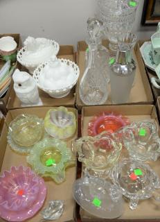 Appraisal: Four box lots to include nine ribbon art glass bowls