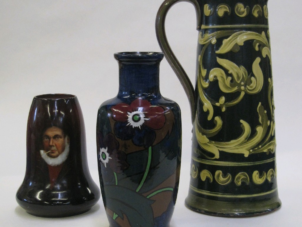 Appraisal: Allervale pottery jug floral decorated vase and a vase with