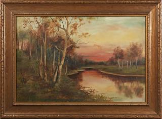 Appraisal: Ferdinand Diehl - Sunset Landscape late th c oil on