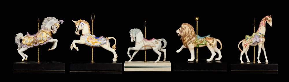 Appraisal: - Cybis USA Carousel Animals Porcelain Lot of five Cybis