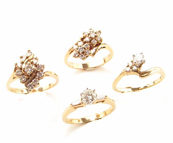 Appraisal: A collection of diamond and gold rings nine rings set