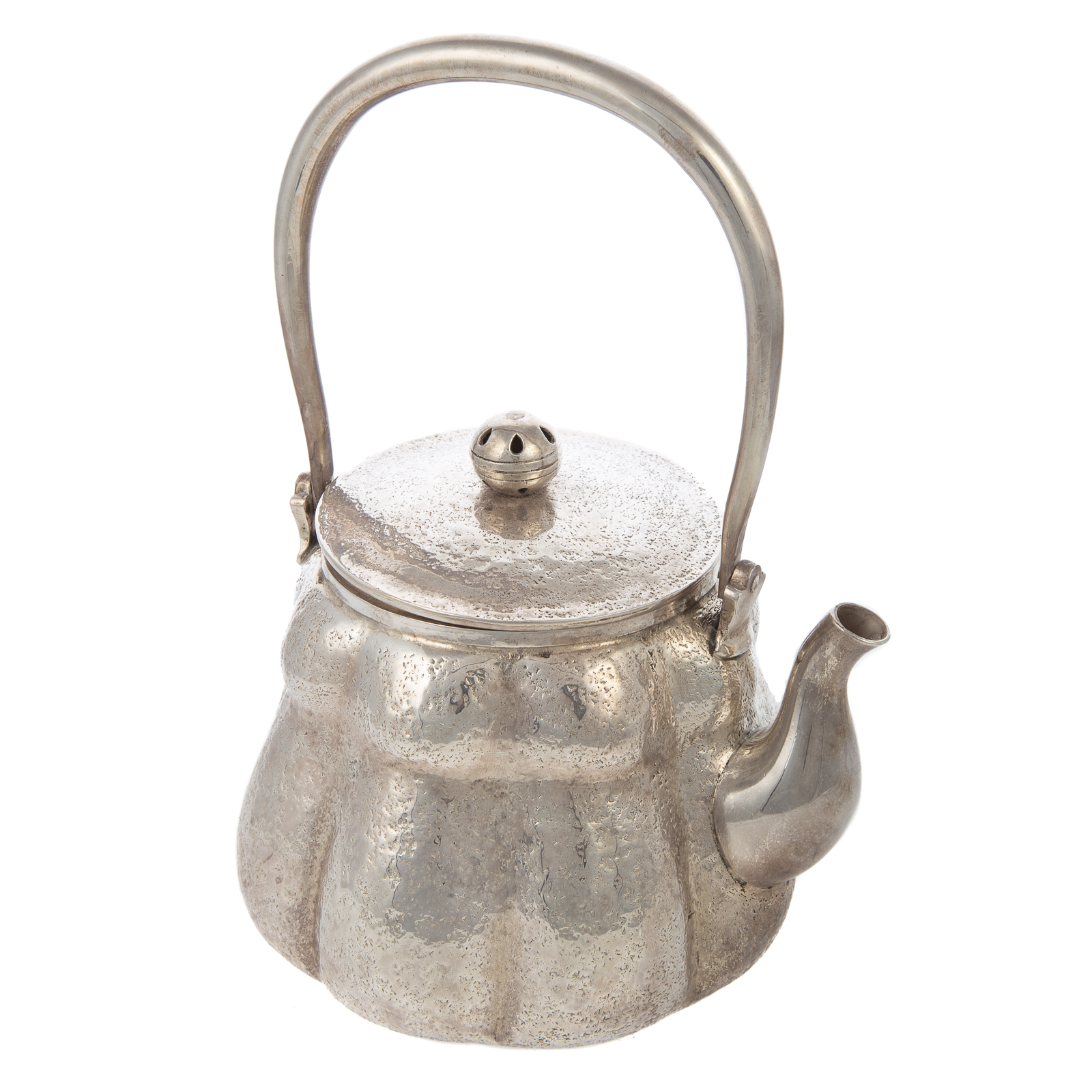 Appraisal: JAPANESE STERLING SILVER TEAPOT sterling standard gourd-form with textured surface