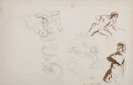 Appraisal: EUG NE DELACROIX Page de croquis Brush and ink and