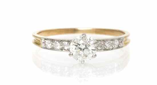 Appraisal: An Karat Gold and Diamond Ring containing one old European