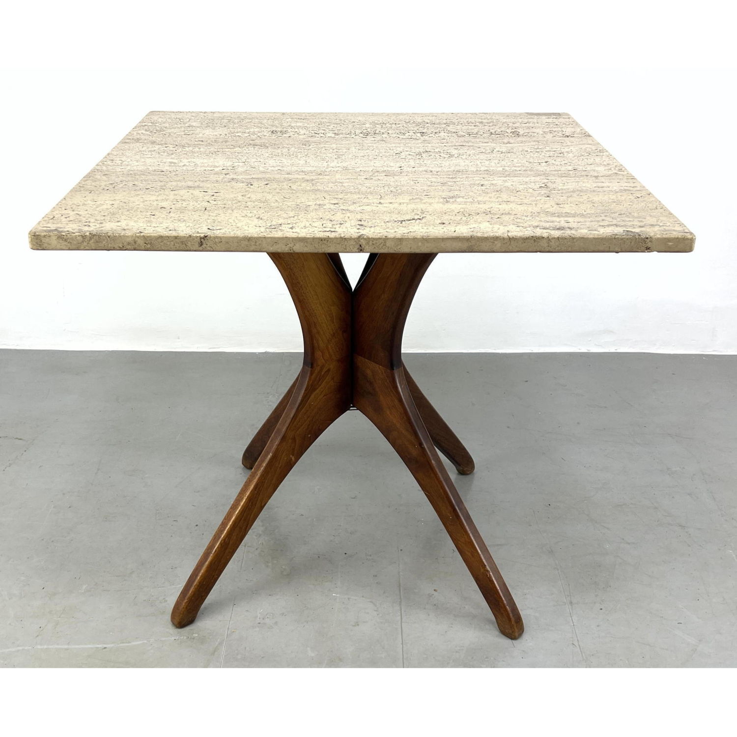 Appraisal: Adrian Pearsall Style Occasional Dining Table Travertine Top Dimensions H