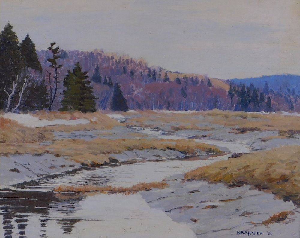 Appraisal: John Haapanen Autumn River Landscape Painting John Nichols Haapanen Connecticut