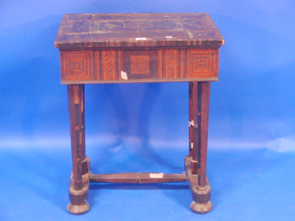 Appraisal: A mid thC continental parquetry centre table with an extensively